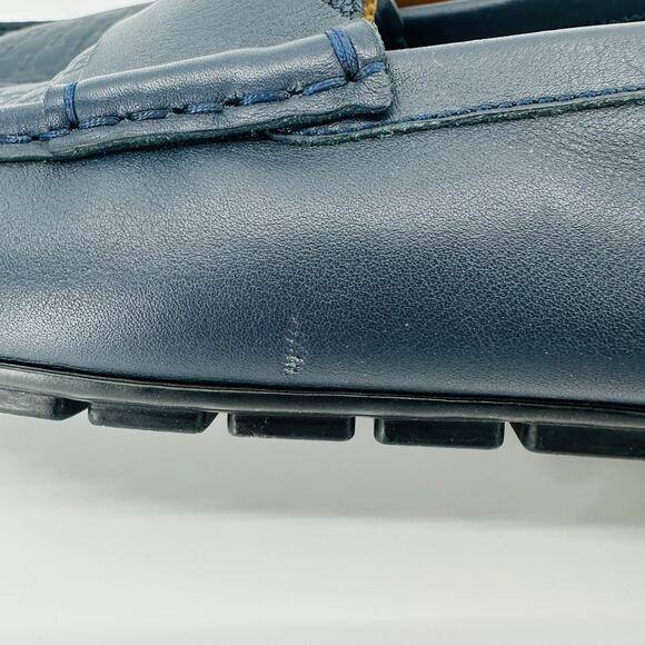 Gucci Men\'s Microguccissima Navy Blue Leather Slip On Driver Loafers Size 9 main image 6